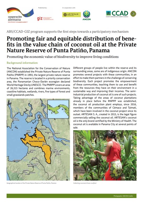 Promoting fair and equitable distribution of benefits in the value chain of coconut oil at the Private Nature Reserve of Punta Patiño